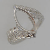Art Nouveau Sterling Silver Semi Mount Ring Setting Marquise MQ 16x8mm - Syzjewelry